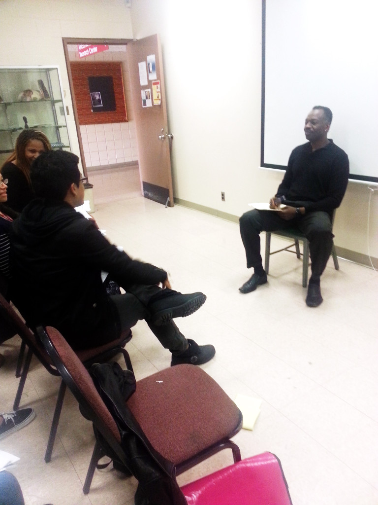 Robert Celestin Speaking to Students (PHOTO BY DOMINIQUE WILLIAMS)