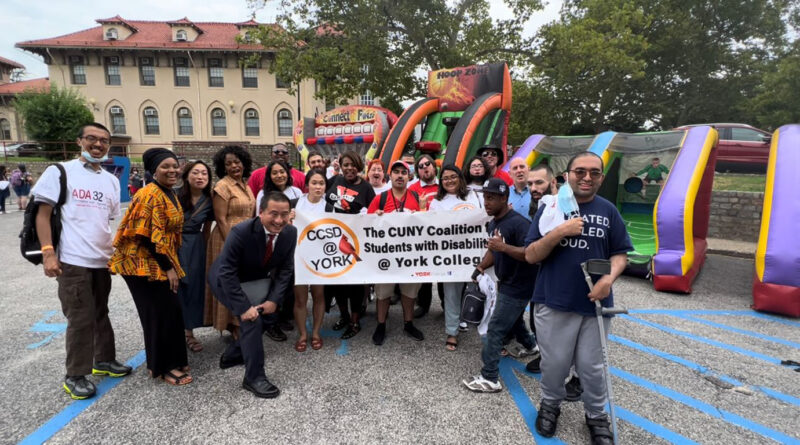 Students and members of York, CCSD and CSD posing in front of a CCSD York banner